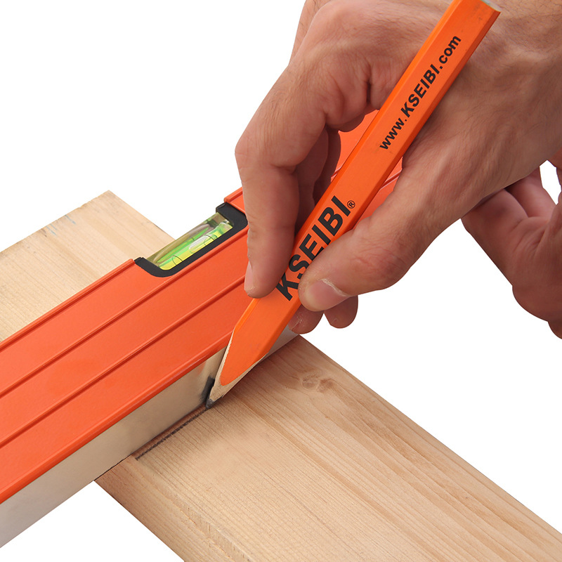 外贸批发八角木工木工铅笔划线笔套装带卷笔刀 建筑施工划线标记