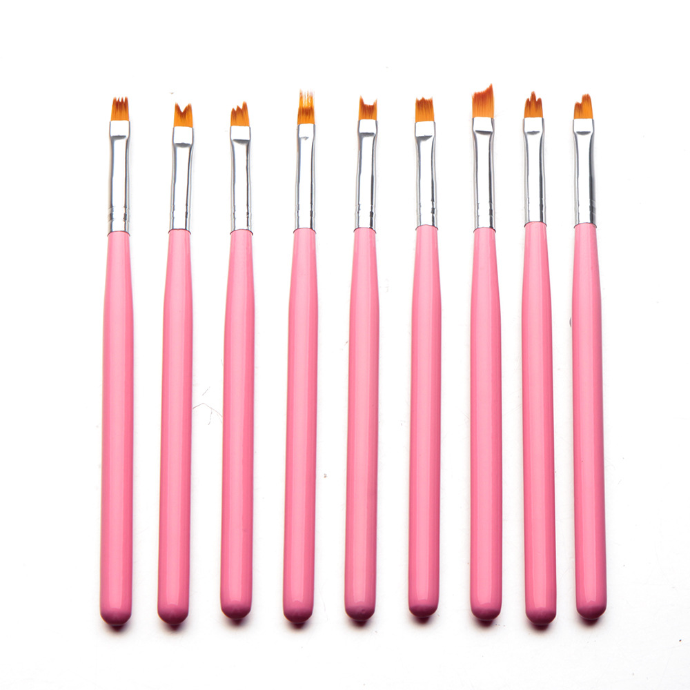 198 pink wooden pole 8 pcs nail brush petals fluoresent marker flower pen manicure wooden pole brush manicure implement