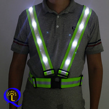 LED反光衣服 USB充电反光背心 松紧带背带安全警示防护发光马甲