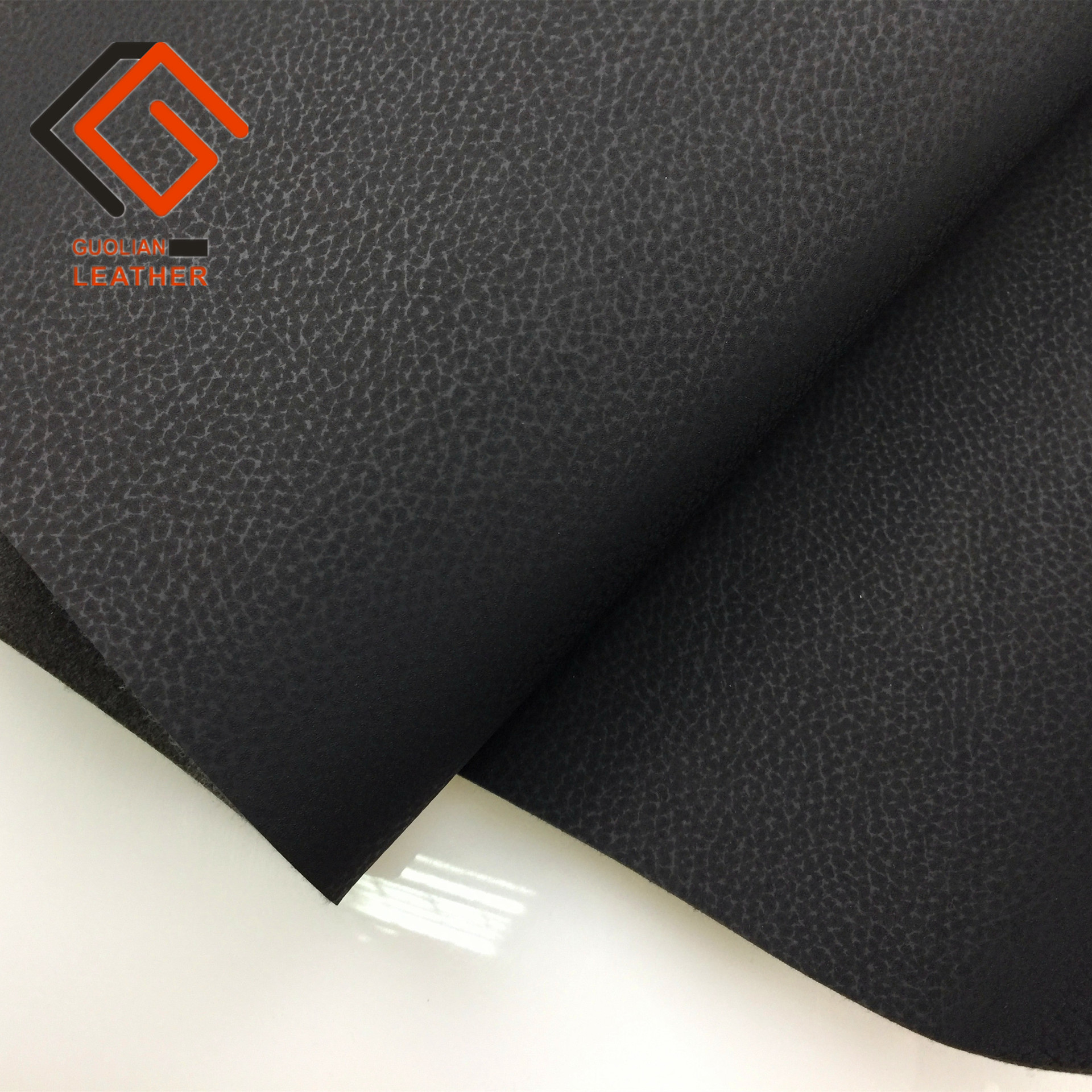 厂家直销太空革PU磨砂荔枝纹商标皮革鞋革装饰耐撕拉皮革辅面料