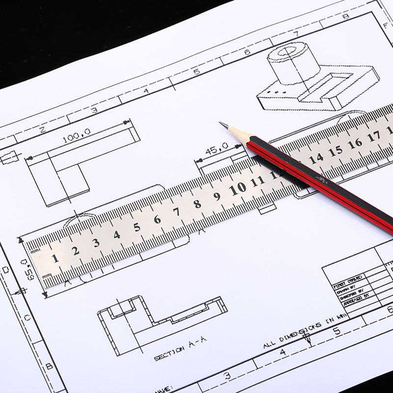 2018新款不锈钢尺子批发 学生刻度测量尺寸文具直尺厂家LOGO