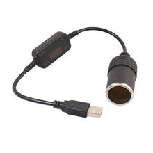 行车记录仪电源线USB转点烟器母座USB5V转12V 升压电源转接线