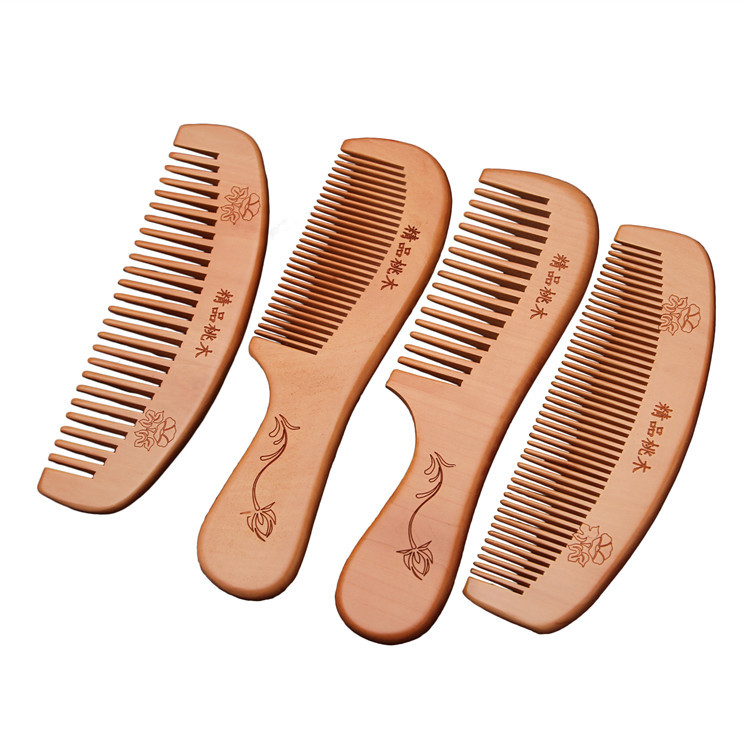 Peach Wooden Comb Factory Direct Sales Large Anti-Static Mahogany Comb Wooden Comb Free Logo Gift Comb Stall Wholesale Wooden Comb