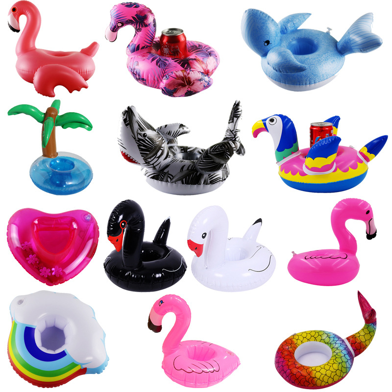 in Stock Supply Inflatable Flamingo Donut Lemon Watermelon Pineapple Crab Love Cup Holder Inflatable Water Coaster