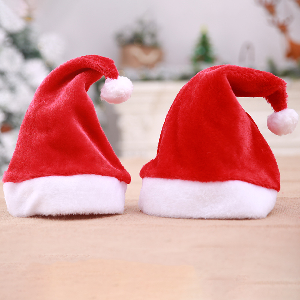 christmas decoration supplies high-end christmas short plush hat christmas product adult christmas hat party dress up