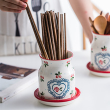 华孚 欧式创意陶瓷筷笼沥水筷子桶家用餐具收纳盒筷子筒