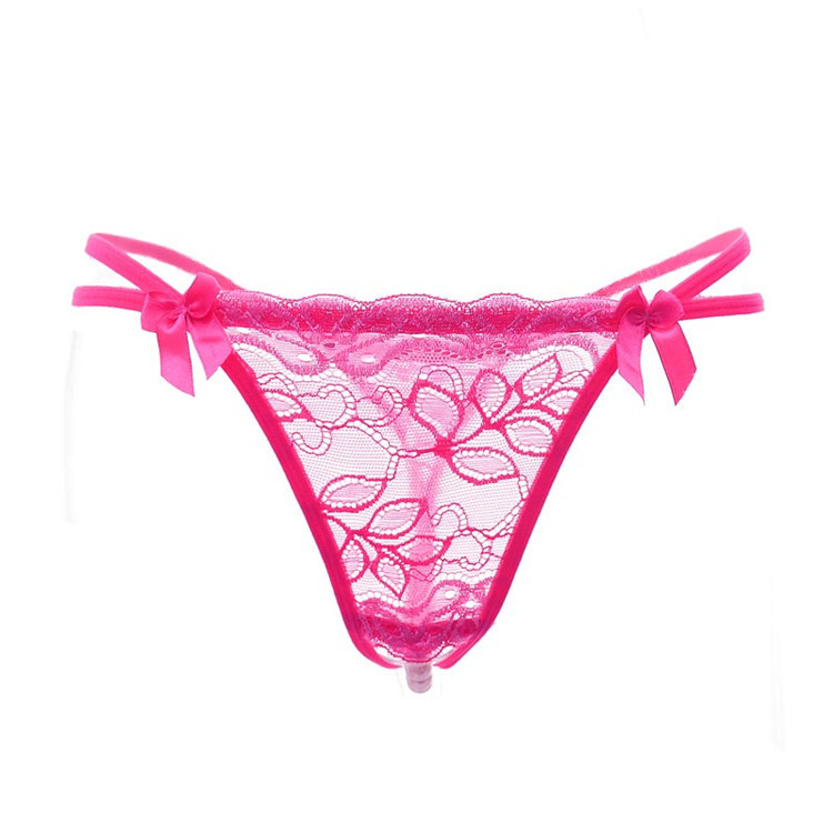情趣镂空蕾丝开裆丁字裤 按摩珍珠女士内裤 女士性感诱惑t裤 9609