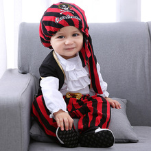 童装一手货源海盗表演服婴儿包屁衣宝宝带帽三件套万圣节儿童服装