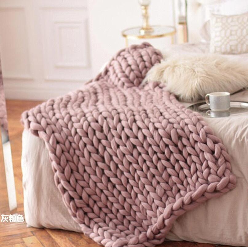 New Super Coarse Yarn Blanket Arm Knitted Blanket Hand-Woven Wool Blanket Sofa Iceland Yarn Cover Blanket