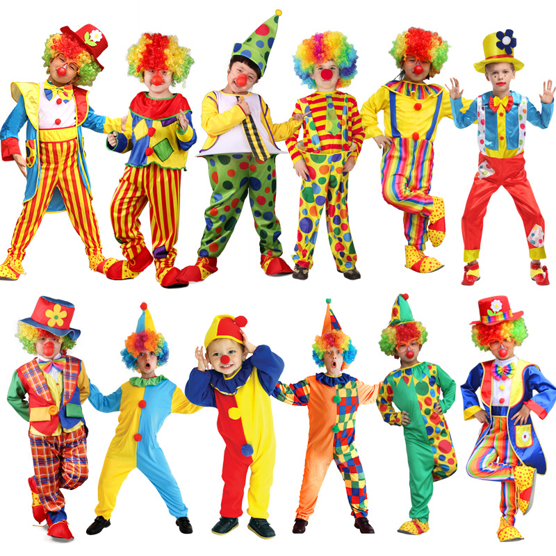 儿童小丑表演服装卡通动漫cosplay魔术服装演出衣服男女小丑套装