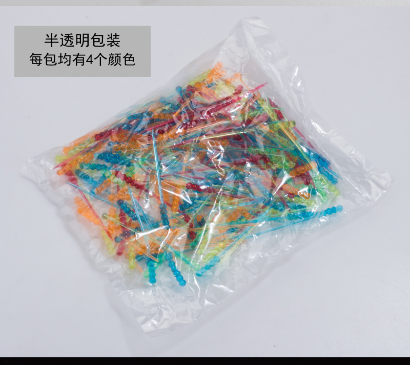 Factory in Stock Plastic Beaded Fruit Needle Transparent Beads for KTV Fruit Pin Bead-Shaped Fruit Fork Disposable Plastic Fruit Fork