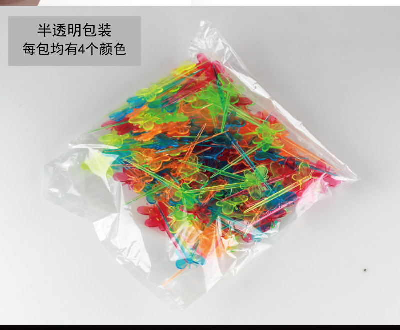 Factory Spot Plastic Colorized Butterfly Fruit Pin Butterfly Fruit Fork Disposable Plastic Fruit Prod Cake Pastry Fork