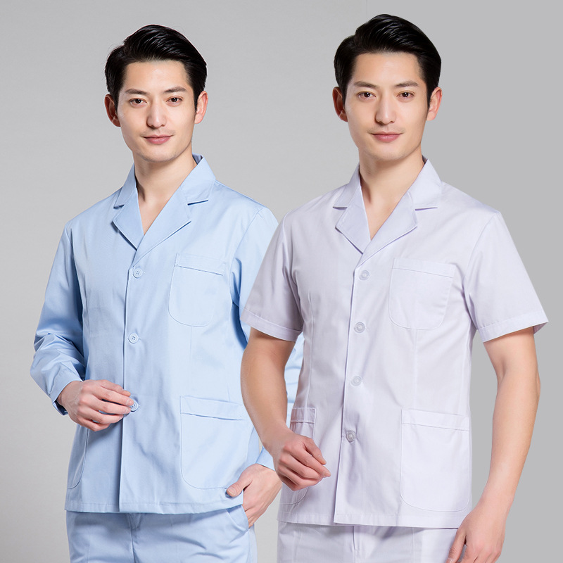 南丁格尔男医生小褂白夏短款西服领白大褂短袖上衣薄款单件小褂