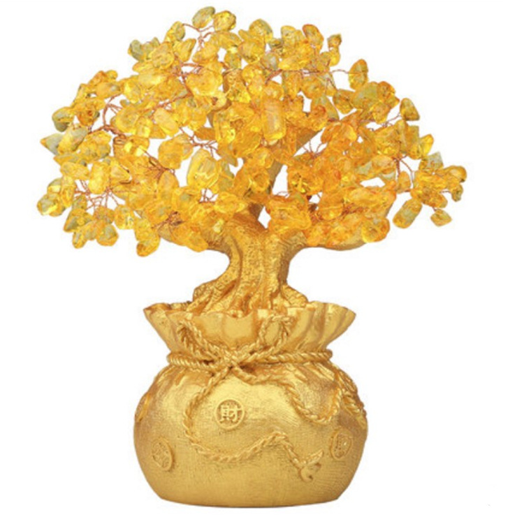 Mu Rui Creative Home Decoration Citrine Tree Pachira Macrocarpa Resin Purse Money Tree Home Decorative Crafts