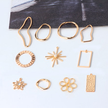 DIY耳饰品配件韩国合金几何镂空个性异型圆长方耳环材料手链挂件
