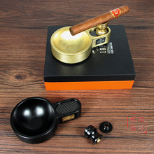 JiFENG季风雪茄烟灰缸 金属烟灰盅 带磁铁雪茄烟托 打孔器077