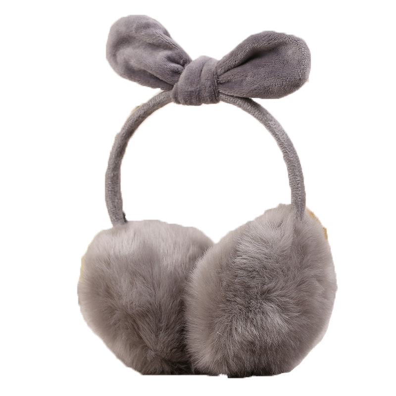 Korean Style New Cute Rabbit Ears Bow Earmuffs Women's Winter Imitation Rabbit Fur Oversized Ear Warmer Warm-Keeping Earmuffs