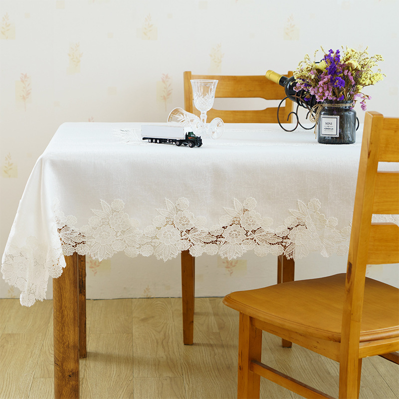 White Simple Thickened Slubbed Fabric Table Runner Cover Towel Coffee Table TV Cabinet Decorative Tablecloth Dust Cover Fabric