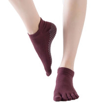 厂家直销女士纯棉挖孔瑜伽袜子 防滑露趾露背五指袜瑜伽袜运动袜