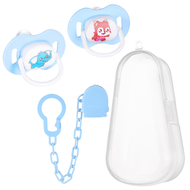 Baby Pacifier Suit Cartoon Silica Gel Pacifier Pacifier + Chain Combination Baby Sleeping Baby Pacifier