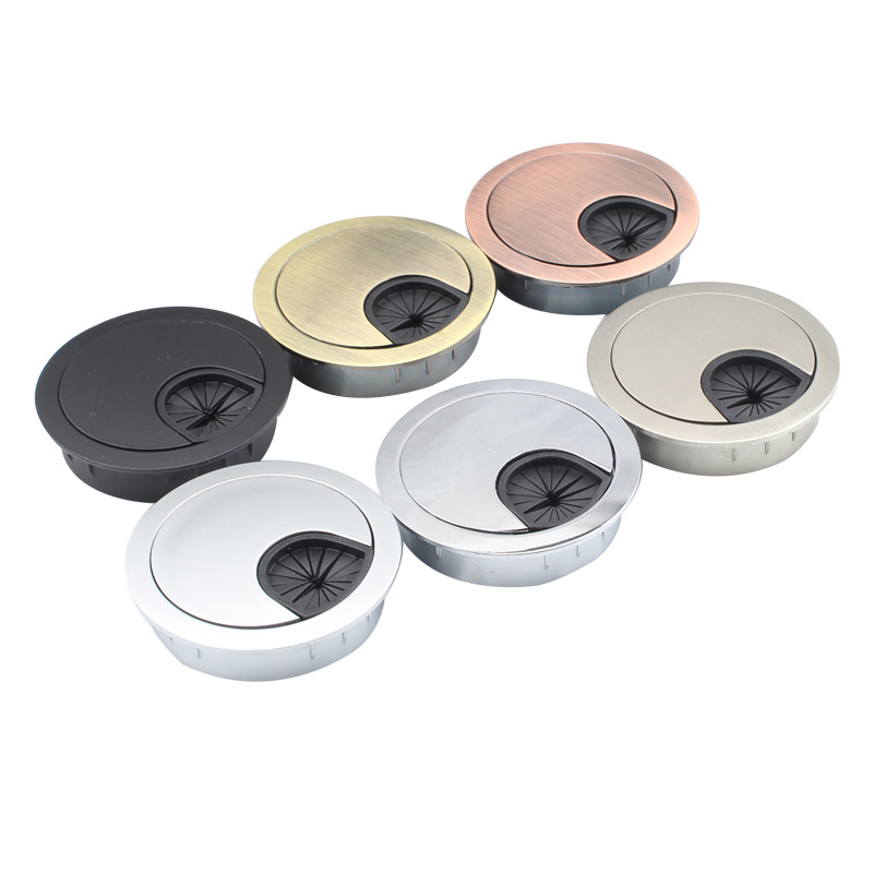 High-End Zinc Alloy Pull Box Computer Desktop Multi-Functional Cable Box round Cable Grommet Threading Hardware