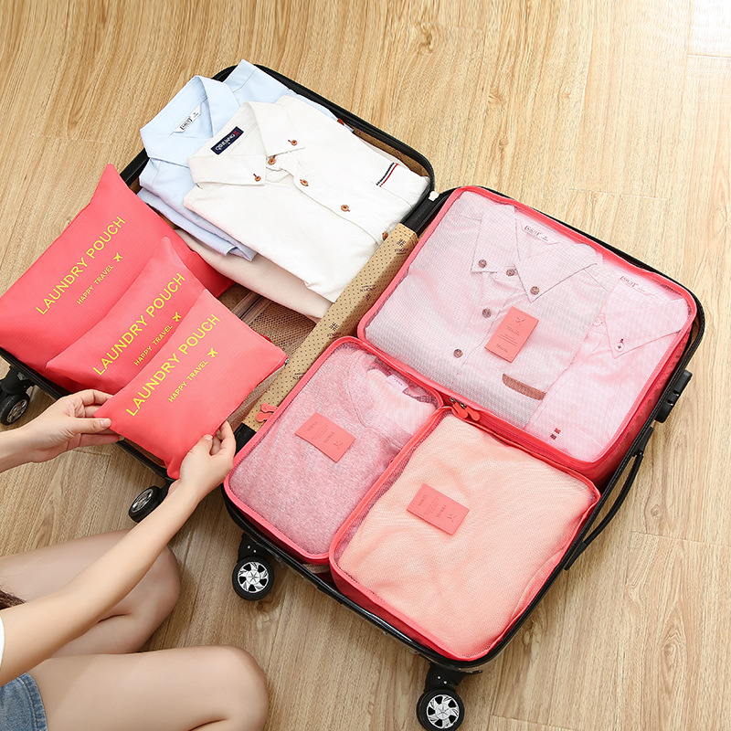 韩版新款旅行收纳袋六件套批发 大容量行李衣物储存袋防水整理包