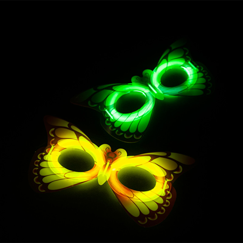 Hardcover Light-Emitting Butterfly Mask Fluorescent Eye Mask Halloween Christmas Party Light Stick Factory