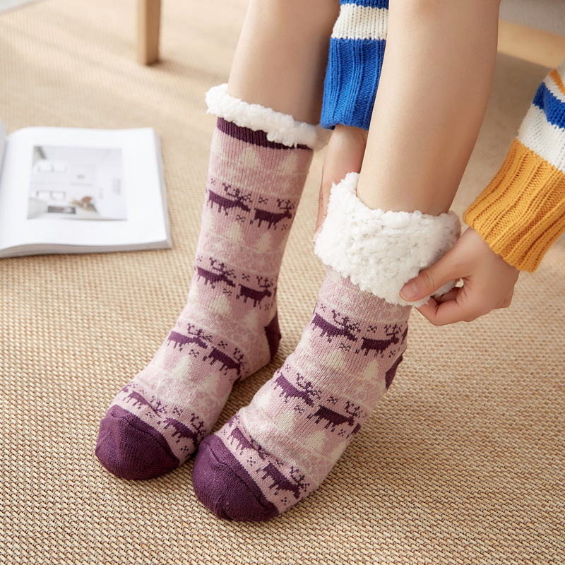 Cross-Border Christmas Room Socks Adults and Women Snow Socks Home Sleep Slippers Socks Leg Warmer Carpet Socks Non-Slip Wholesale