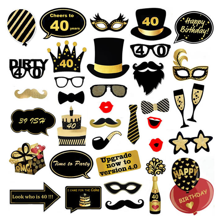 cross-border new 30-60-year-old adult birthday party photo props holiday party paper photo decorations