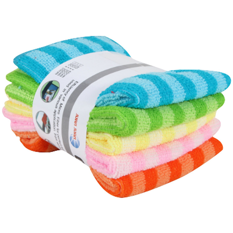 Rag Foreign Trade Export Stripe Oil-Free Multi-Functional Microfiber Rag Lazy Dishwashing Scouring Pad Dishes Cloth