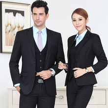 商务职业装男女同款西装套装白领办公工衣学生面试装OL西服三件套