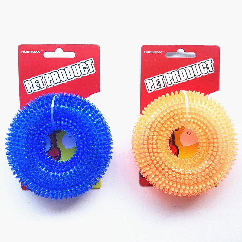 Cross-Border Hot Products Bite-Resistant Vocalization Barbed Ring Tpr Toy Large Dog Dog Toy Tooth Cleaning Molar Pet Ball