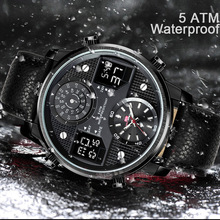 KT720新款现货男士运动手表真皮表带防水夜光三机芯跨境爆款学生
