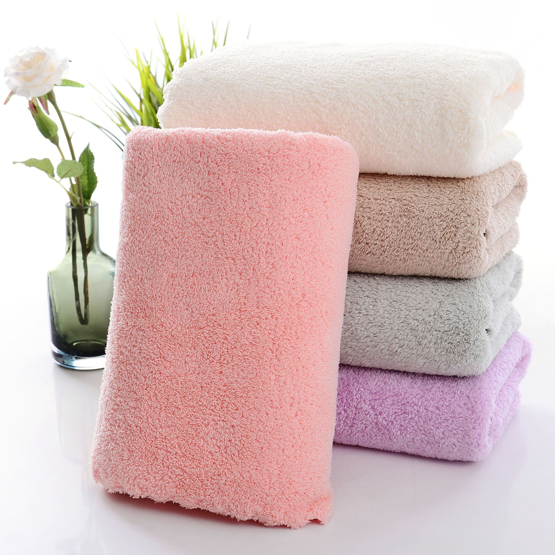 Coral Velvet Towel Plain Color Face Washing Face Towel Soft Absorbent Gift Household Not Easy to One Piece Dropshipping