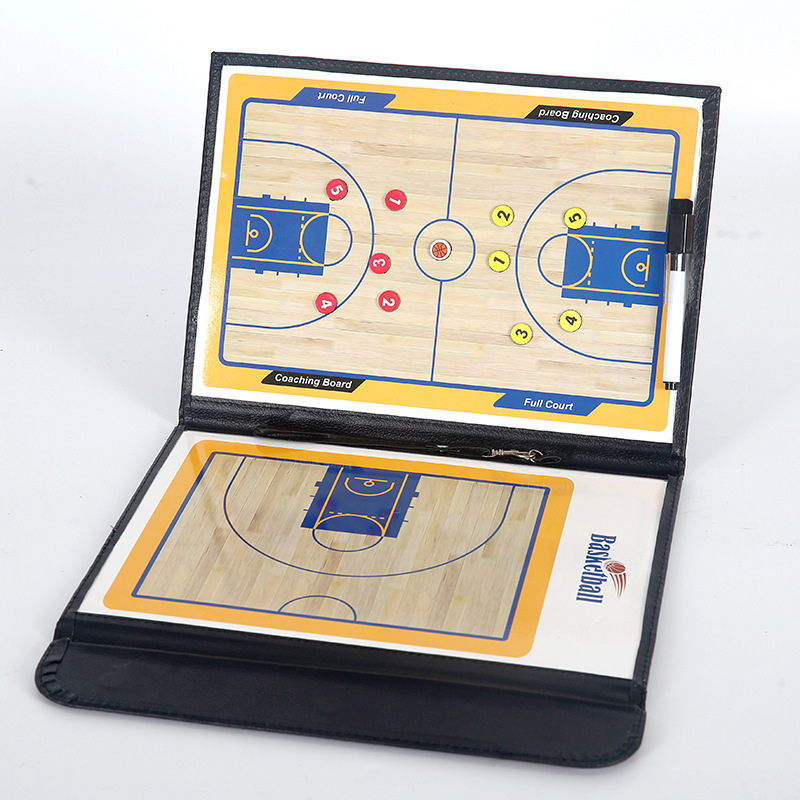篮球战术板彩色2.5折折叠教练板皮革示教板磁性带笔 厂家长期供应