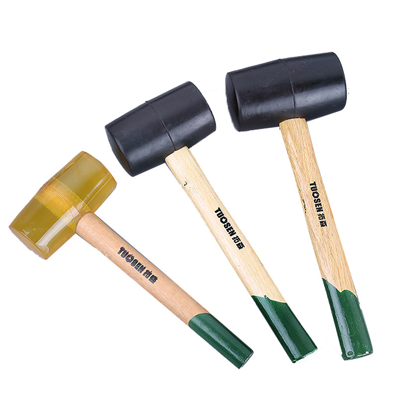 Tuosen Wooden Handle Transparent Rubber Hammer Woodworking Floor Tile Installation Hammer Rubber Hammer Large Small Hammer Tool