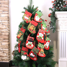 铭冠新品圣诞装饰品圣诞小袜子圣诞树挂件圣诞老人雪花袜乡村袜