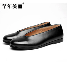 2024中老年男鞋爸爸单鞋圆口老头鞋中国风复古老大皮鞋老板鞋禅鞋