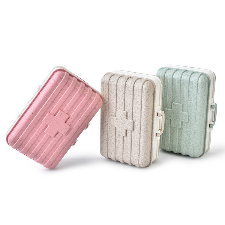 Creative Wheat Straw Six-Grid Pill Box Degradable Pill Box Portable Portable Mini Storage Box