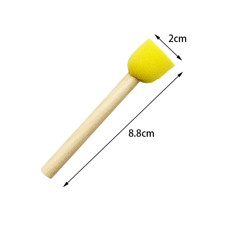 Factory Wholesale 2cm Early Education Diy Kindergarten Graffiti Tool Painting Brush round Wooden Handle Sponge Paint Brush