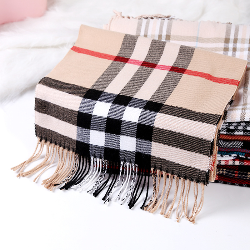 Fashion British Plaid Artificial Cashmere Scarf Children's Autumn and Winter Men's Couple Warm Shawl Foreign Trade Scarf Manufacturer