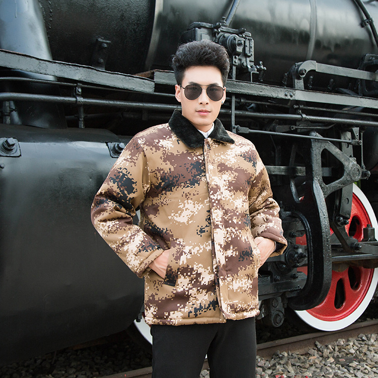 冬季迷彩棉服棉衣加绒加厚冷库工作服干活保暖大衣外套棉袄厂批发