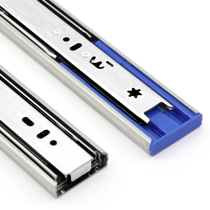 阻尼抽屉轨道 加厚滑道三节滑轨 缓冲静音导轨键盘可伸缩滑轨