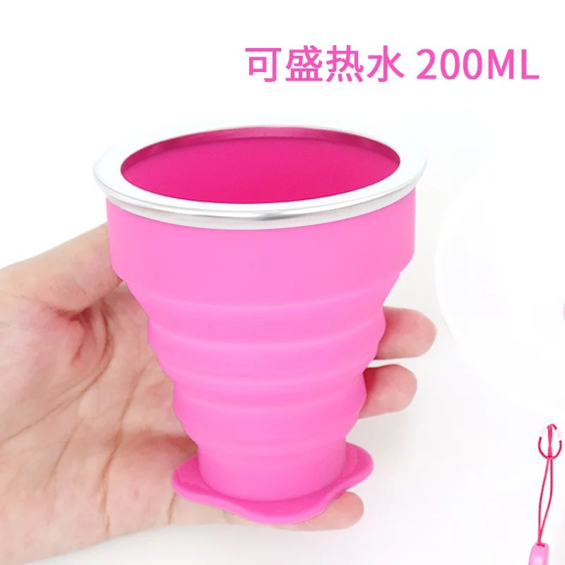 Business Trip Travel Portable 200ml Travel Folding Silica Gel Cup Dustproof with Cover Outdoor Mouthwash Portable Cup