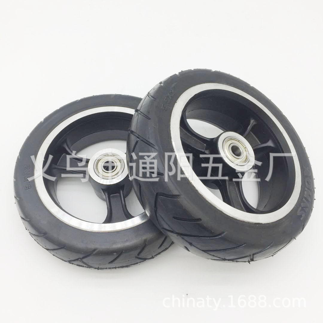 5.5寸6寸实心轮折叠电动滑板车6*2实心轮5.5*2轮毂轮胎轴内径8mm