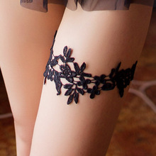 黑色领花水溶蕾丝花朵公主大腿环 性感新娘饰品腿圈