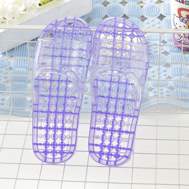 Bathroom Slippers Women's Summer Indoor Non-Slip Bath Massage Plastic Slippers Thick Bottom Crystal Couple's Home Slippers Winter