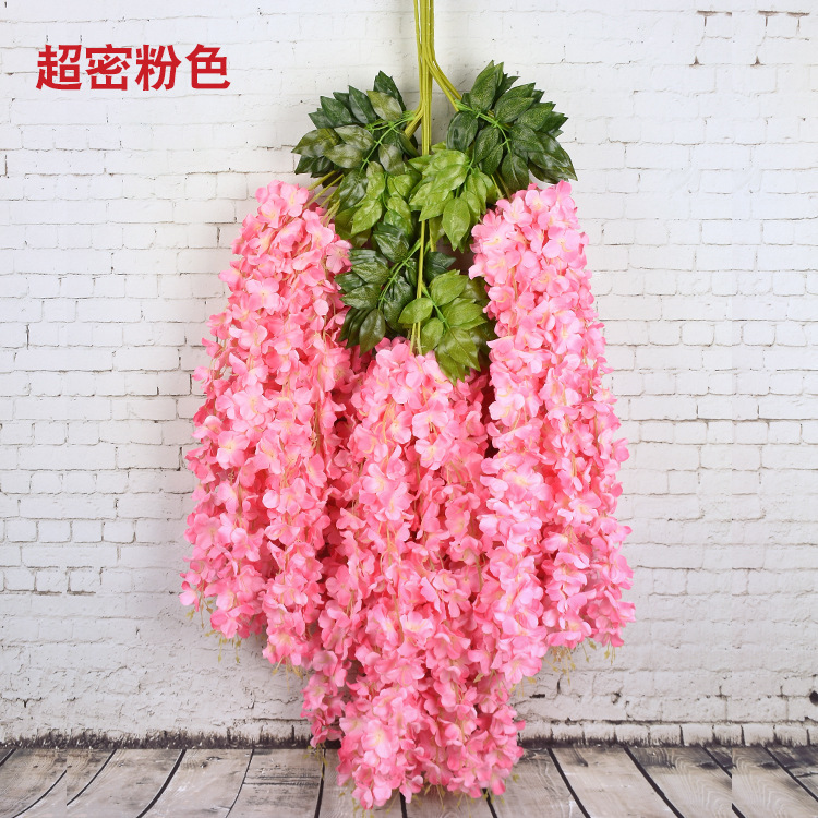 Manufacturer Artificial Wisteria String Timbo Decorative Rattan Tofu Pudding Fake Flower Vine Wedding Pipe Decoration HANAFUJI