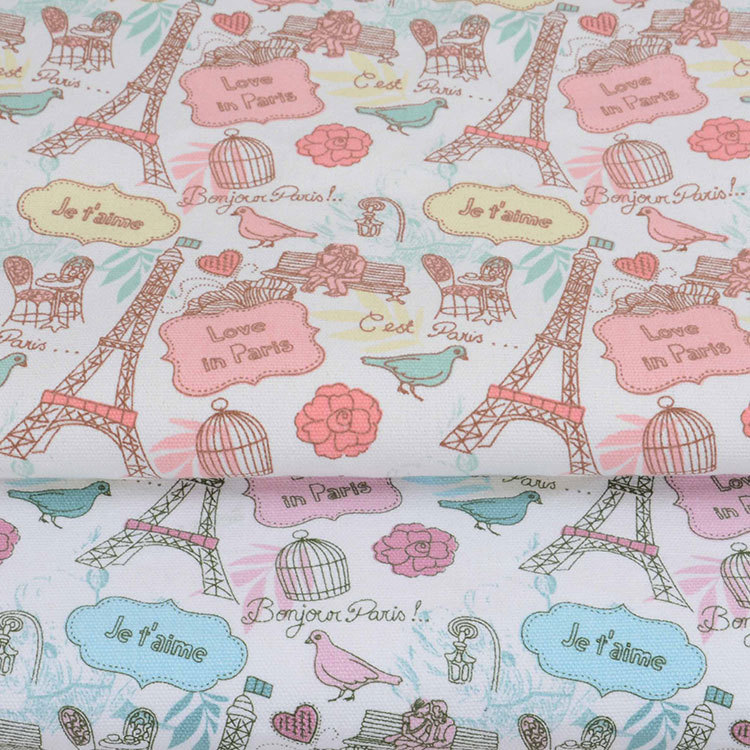 现货批发铁塔鸽子印花12安帆布,沙发套抱枕帆布包桌布遮阳窗帘布