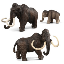 跨境仿真动物长毛象猛犸象模型大象一家三口多款可选静态摆件玩具